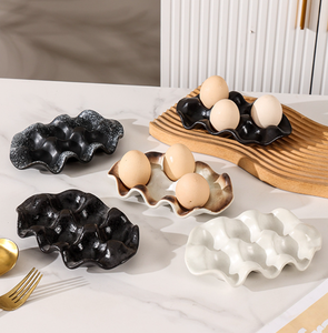 Plateau de rangement pour œufs en céramique terracotta, design moderne, écologique, durable, rond, décoratif, pour la table de cuisine - Product Image 5