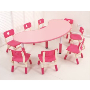 Nhà Máy Bán Moon U-shape Mẫu Giáo Ghế 6 Chỗ Nhựa Tròn Bàn Học Và Ghế Đặt - Product Image 5