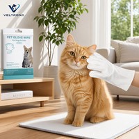 Gants SPA VELTRONA sans rinçage, 6 pièces, hypoallergéniques, à l'aloe vera et au jojoba, lingettes pour animaux de compagnie, pour chiens et chats, désodorisantes