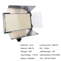 VL-16 Lumière d'appoint vidéo pour caméra, portable, 40W, alimentée par batterie, 2700-6500K, LED dimmable