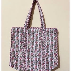 Sac fourre-tout matelassé en coton pour femme, motif floral personnalisé, ensemble de sacs de marché et sacs à bandoulière, prix de gros - Product Image 1