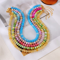 Collier ras du cou JOYFFO en acier inoxydable avec perles plates en pierre naturelle pour femme, vente en gros