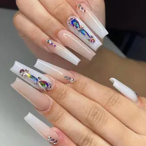 Beauty Personal Care Nail Suppliers Artificial Fingernails Art Nails Fashion Coffin Ballerina False Nails Tips with butterfly
