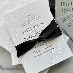 Menu personnalisé de luxe en typographie, invitation de mariage personnalisée, cartes de menu en relief pour mariage - Product Image 5