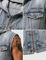 Gilet en jean décontracté à capuche pour homme, bleu clair, sans manches, style streetwear