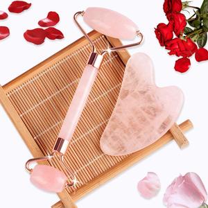High Quality Private Label Eyes Massage Roller for Face Lift Anti Aging Pink Rose Quartz Jade Roller with gift box