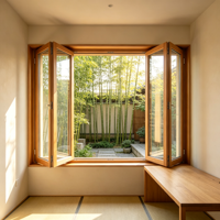 Fenêtre panoramique bi-pliante murale complète PAS24 en aluminium fluorocarboné pour villa de luxe, cour, éclairage maximal