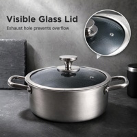 Ensemble de 3 ustensiles de cuisine en acier inoxydable pour la maison, la cuisine et la restauration, wok, poêle à frire, casserole, couvercle en verre, poignée en acier