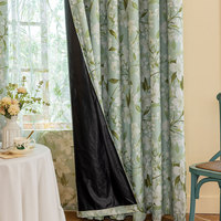 Rideau filtrant la lumière en polyester imprimé branche de fleur blanche vert menthe, style américain, pour chambre à coucher et salon