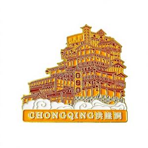 Aimant de réfrigérateur souvenir en métal, forme moderne personnalisée, logo de pays, aimant 3D touristique en alliage de zinc émaillé - Product Image 1