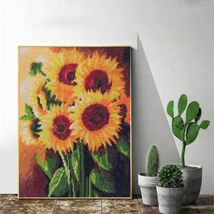 Kits de Pintura de Diamantes <span class=keywords><strong>5D</strong></span> DIY, Redondos o Cuadrados, Pintura de Diamantes de Imitación con Taladro Completo, Imágenes de Girasoles para Decoración de Paredes - Product Image 2