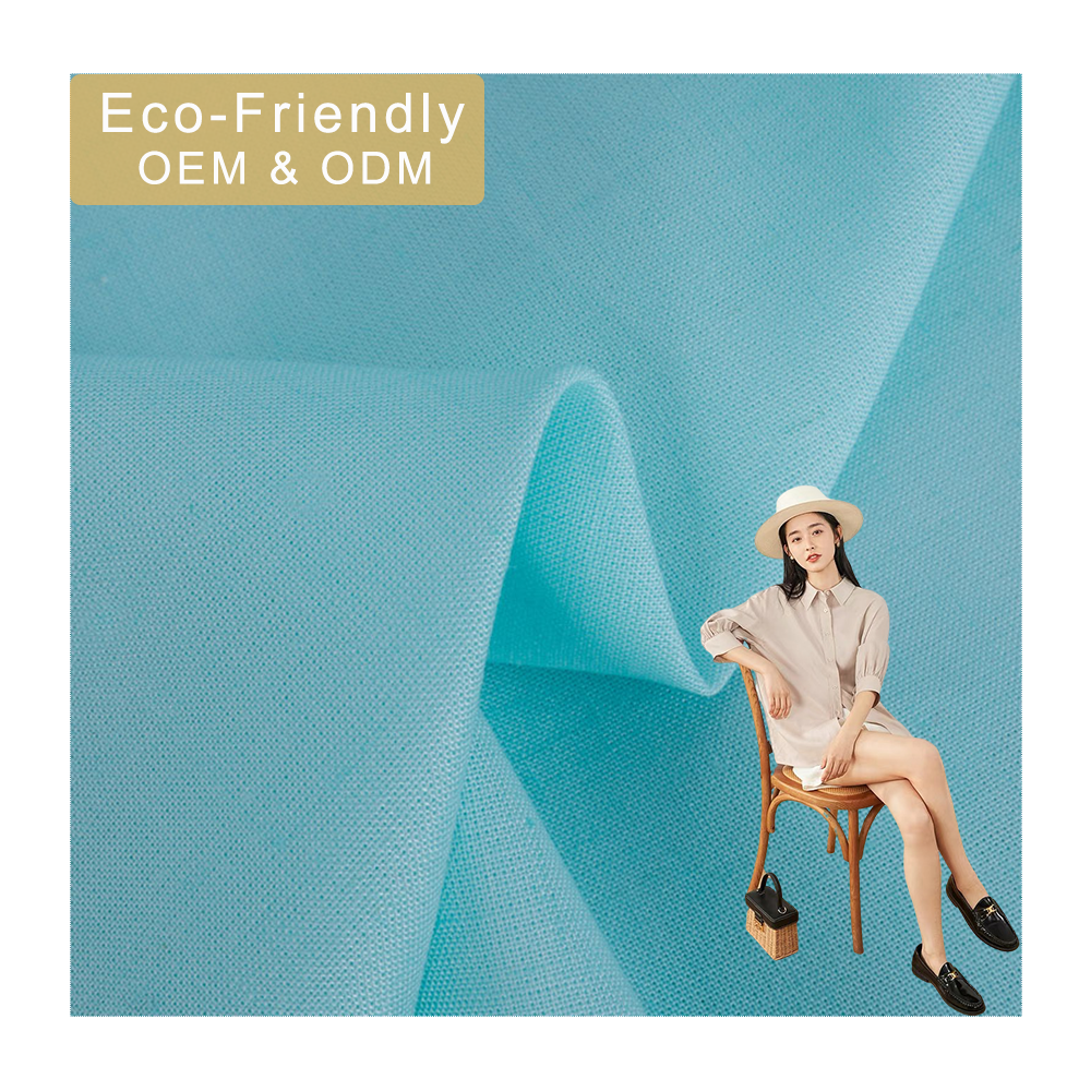 VL30# RTS Soft Lightweight 15% Linen 85% Viscose Fabric, Plain Dyed Woven Material for Garments & Home Textiles