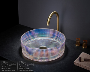 Lusso moderno lavello in vetro di cristallo 5.0 recensione colorato diamante nave arte vetro temperato lavabo per alberghi scolapiatti <span class=keywords><strong>bagno</strong></span> - Product Image 1