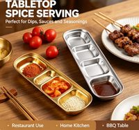Petites assiettes coréennes en acier inoxydable 304 pour sauces tomate, sel, vinaigre, sucre, épices – Plateau de service pour cuisine