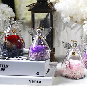 تخفيضات هائلة ملاك زجاج قبة زهور حقيقية محفوظة إلى الأبد هدايا فريدة لعيد الأم وعيد الميلاد وعيد الحب - Product Image 3