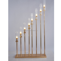 Vente en gros 10 bras fournitures de décoration de mariage grande pièce maîtresse de candélabre en métal doré