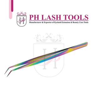 Vetus — pince à épiler pour faux cils, outil de maquillage pour Extension de cils, 10mm 45 degrés, couleur arc-en-ciel, étiquette privée - Product Image 5