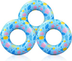 Blue Hawaiian Floral <b>Inflatable</b> Swim Rings <b>for</b> <b>Pool</b> Beach - Product Image 1