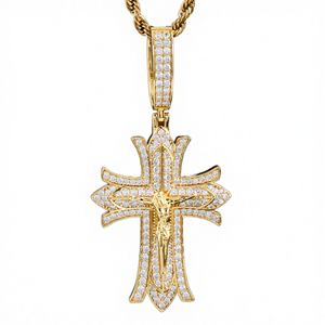 Joyería de Moda Hip Hop con Forma de Cruz, Brillante, con Piedras Preciosas de Moissanita VVS, Plata de Ley 925, Chapado en Rodio - Product Image 4