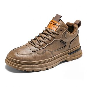 Botas de Trabajo Británicas de Moda para Hombre, Estilo Joker, con Cordones, de Cuero y Algodón, Transpirables, Cómodas para las Cuatro Estaciones - Product Image 5
