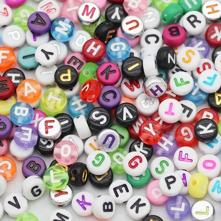 DIY Plastic Letter Beads Round Acrylic Alphabet Beads for Bracelet Making