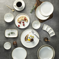 YAYU Haute Température Durable Hôtel Vajillas Plato Beige Rond Service De Restauration Plats Assiettes À Dîner En Porcelaine pour Restaurant