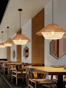 E27 rotin chapeau de paille lustre ferme musique restaurant snack boutique main corde art créatif ferme <span class=keywords><strong>chaume</strong></span> lampe - Product Image 4