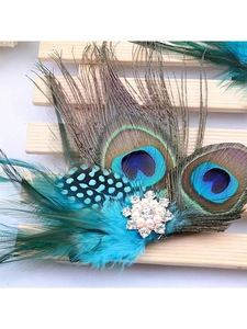 Pince à cheveux fleurie avec plumes <span class=keywords><strong>pour</strong></span> <span class=keywords><strong>femme</strong></span>, accessoire de coiffure <span class=keywords><strong>pour</strong></span> mariée, mariage, cocktail, thé, derby, chapeau de costume - Product Image 4