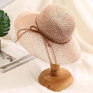 Sombrero de Playa Plegable de Paja Tejida para Verano, Sombrero de Paja de Papel Tejido a Crochet, Elegante y de Moda - Product Image 6