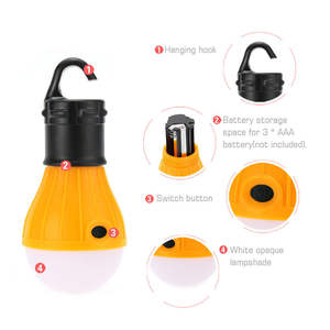 Lampe de camping LED portable pour activités de plein air - Lampe de tente étanche, lanterne de pêche, ampoule suspendue d'urgence avec batterie - Product Image 3