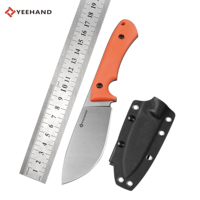 Yeehand Couteau à lame fixe en acier inoxydable D2 personnalisable avec poignée G10 pour le camping en plein air et la chasse de survie Support OEM