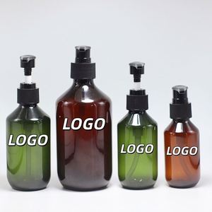 Custom 100ml <b>200ml</b> 300ml 400ml 500ml Amber Green Transparent Plastic PET Shampoo <b>Bottle</b> Hair Oil <b>Bottle</b> With Lotion Pump - Product Image 1