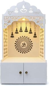 Mandir in Legno Personalizzato per <span class=keywords><strong>Casa</strong></span> con Ampio Ripiano e Luce Integrata, Mandir Bianco - Product Image 2