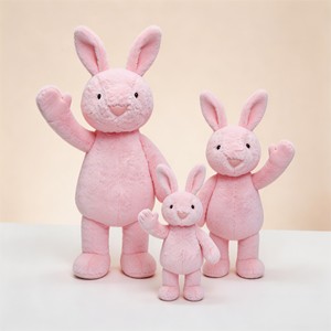 Boneka kelinci telinga panjang mainan mewah hewan bordir LOGO kustom dengan tambalan alfabet mainan hadiah anak-anak dikemas dalam tas OPP - Product Image 5