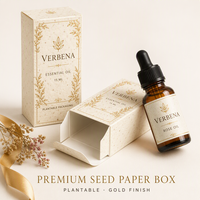Boîte à Huiles Essentielles de Luxe en Papier Gravé, Art de l'Encre Or Clair, Aromathérapie, Coffret Cadeau Premium Blanc Ivoire pour Huiles Essentielles