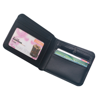 Porte-cartes de crédit portable en cuir PU avec logo personnalisé, fermeture ouverte, petit portefeuille pliable en accordéon pour unisexe