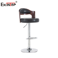 Tabouret de bar en cuir noir, chaise haute pour table de bar, 11 pouces
