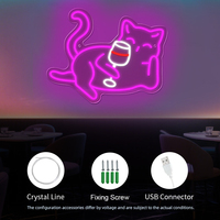 Conception libre atmosphère de bar personnalisée décorative chat de vin paresseux violet éclairage couleur illuminée mur néon LED à vendre