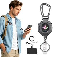 Enrouleur de clés rétractable d'urgence pour la recherche et le sauvetage, porte-clés tactique robuste avec patch pour téléphone, équipement utilitaire SAR