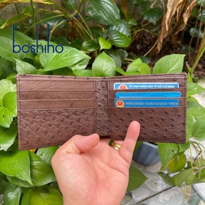 กระเป๋าสตางค์แบบพับสองตอนหนังนกกระจอกเทศสุดหรู ดีไซน์เนอร์แบรนด์ Boshiho ทำมือ ขนาดเล็ก ใส่บัตรได้เยอะ ป้องกันการโจรกรรม - Product Image 1