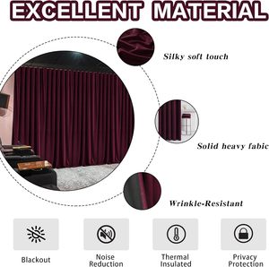 Cortinas de Terciopelo Suave de Lujo para Cine, Teatro y Escenarios, con Ojales y Bolsillos, Resistentes, 100% Opacas, Cortinas para Ingeniería de Proyectos - Product Image 3