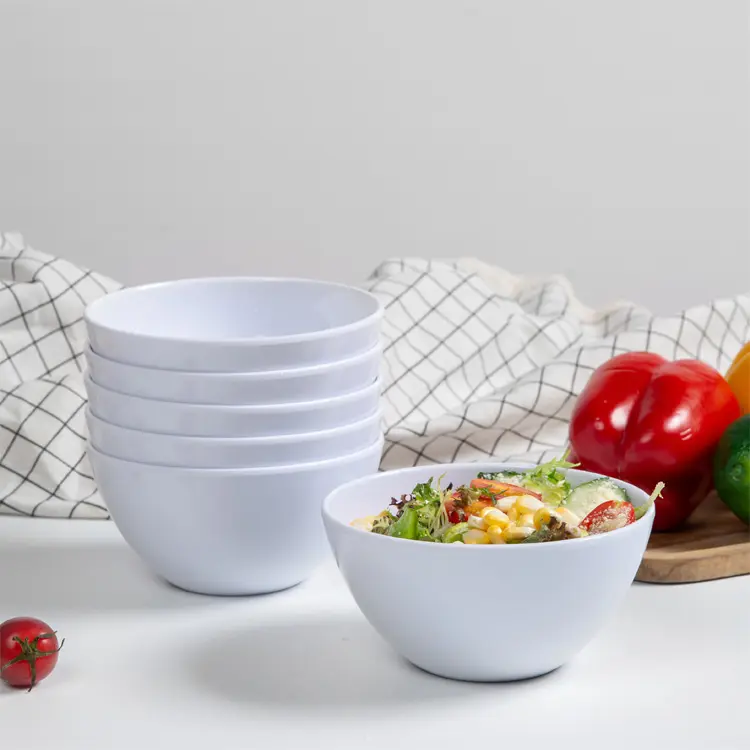 Cuenco para sopa solid white rice soup service bol, set of 6 5.5" eco friendly biodegradable dinner bowls melamine