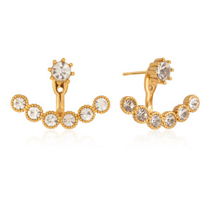 <b>Stud</b> Earrings 18K Gold Plated Rhinestone Claw Setting <b>Titanium</b> Steel Post Everyday Wear Geometric Design - Product Image 5