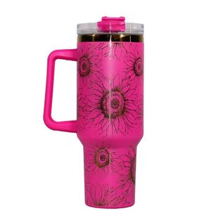 40 oz Tumbler 5D Printed Sun Flower Stainless Steel <b>Vacuum</b> Metal Travel Mug Handle Cold Thermal Insulation Cup - Product Image 1