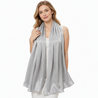 Écharpe longue en satin texturé froissé pour femmes, châle lisse effet soie scintillant, couvre-chef musulman pour femmes