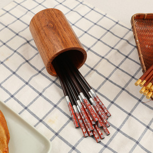 Soporte redondo de madera para palillos, tamaño pequeño, 13 x 8,5 cm, almacenamiento duradero para utensilios de cocina - Product Image 3