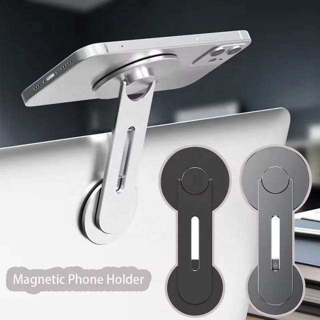 Computer Laptop Slim Magnetic Suction Adjustable 180° Expansion Metal Mobile Phone Mount Holder Stand Bracket for Car Dashboard
