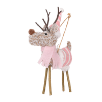 Ornements suspendus en tissu rustique en forme de rennes avec bonnets et écharpes tricotés pour sapin de Noël, couronne, décoration de table, vente en gros pour les fêtes