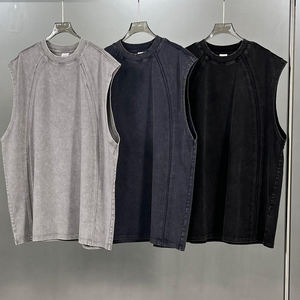 เสื้อกล้ามคอกลมผู้ชายผ้าฝ้ายพิมพ์โลโก้ตามสั่งขายส่ง เสื้อยืดออกกำลังกายทรงหลวมไม่มีแขน - Product Image 1