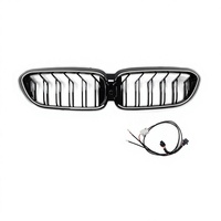 Pour Série 5 G30 Modifiée, Grille d'admission d'air centrale lumineuse noire brillante à double ligne, en plastique ABS